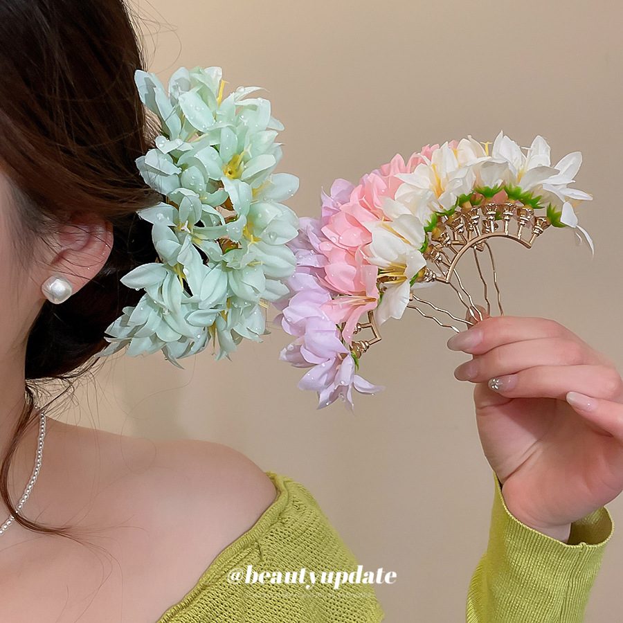 Travel Hair Accessories - Forcine per capelli in tessuto floreale,